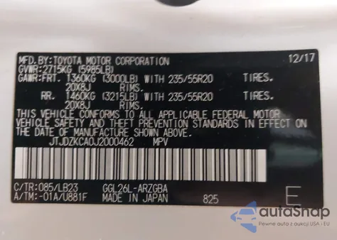 2018 Lexus Rx 350L Premium from USA, damaged, VIN JTJDZKCA0J2000462